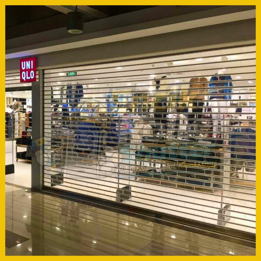 Roller shutter aluminium digilap dipasang di hadapan pejabat Pulau Pinang